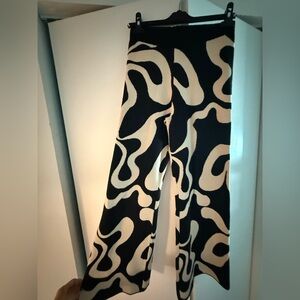 Cider Black & Cream Abstract Wide-Leg Jumpsuit Pants